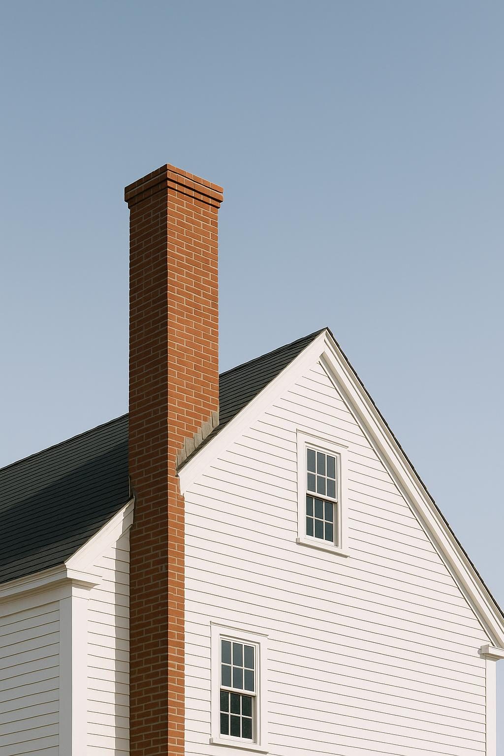 Brick chimney on a colonial house (illustration)